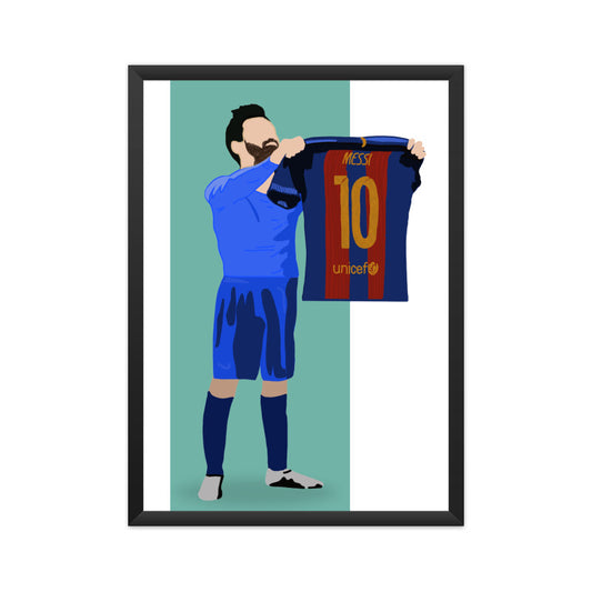 Messi holding up shirt - Posters